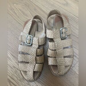 Freda Salvador Tan Woven Leather Fisherman Sandals